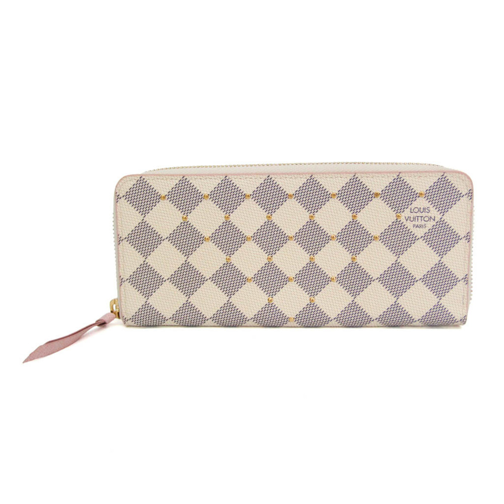 Louis Vuitton Damier Azur Clemence Wallet N60252 Women's Damier Azur Studded ...